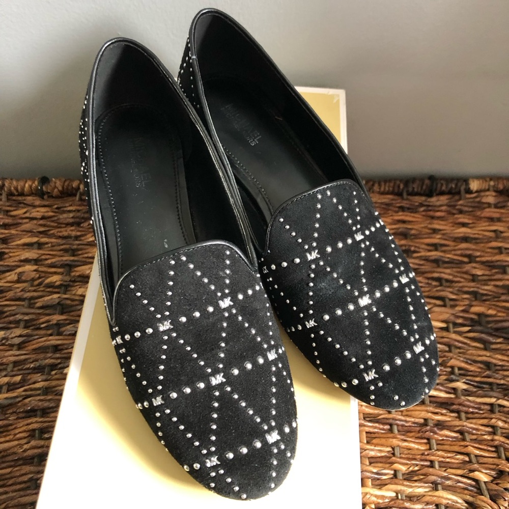 Michael Kors Black Studded Suede Loafers